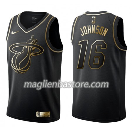 Maglia NBA Miami Heat James Johnson 16 Nike Nero Golden Edition Swingman - Uomo